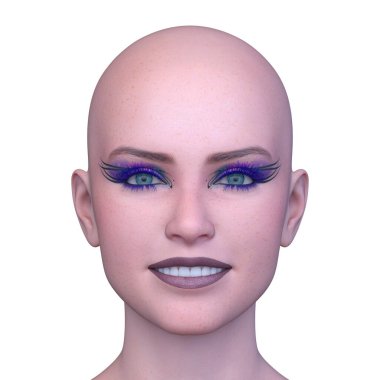 Bir kadının yüzünün 3 boyutlu görüntüsü.