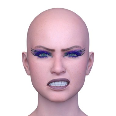 Bir kadının yüzünün 3 boyutlu görüntüsü.