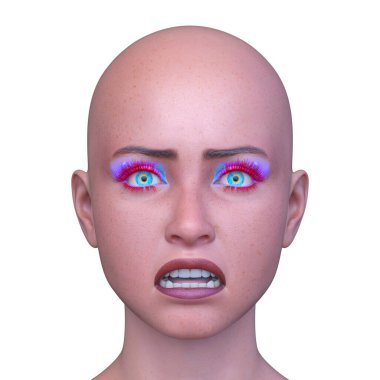 Bir kadının yüzünün 3 boyutlu görüntüsü.
