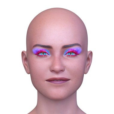 Bir kadının yüzünün 3 boyutlu görüntüsü.