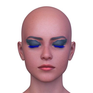 Bir kadının yüzünün 3 boyutlu görüntüsü.