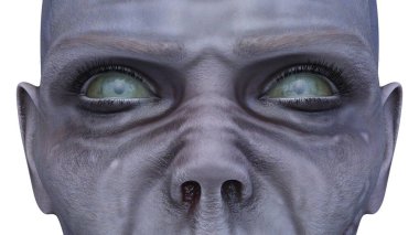 Erkek zombi yüzünün 3 boyutlu hali