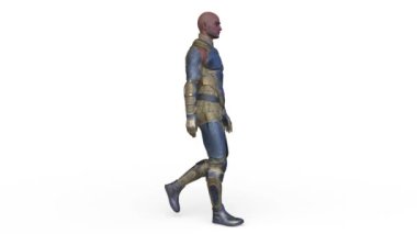 3D rendering of a walking warrior