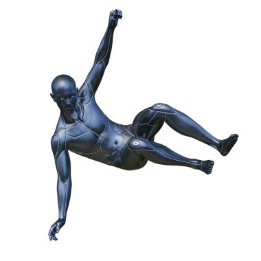 erkek bir cyborg 3D render