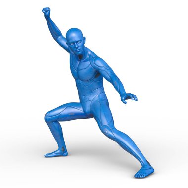 erkek bir cyborg 3D render