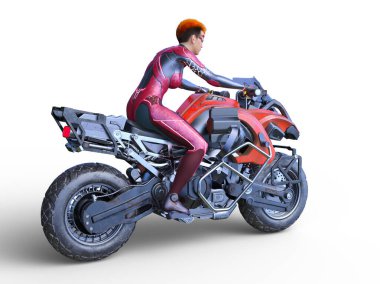 Süper kadın sürücünün 3B görüntüsü