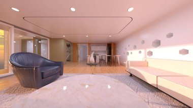 Deniz kıyısındaki tesisin 3D canlandırması