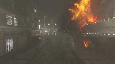 Yangın sahnesinin 3 boyutlu canlandırması