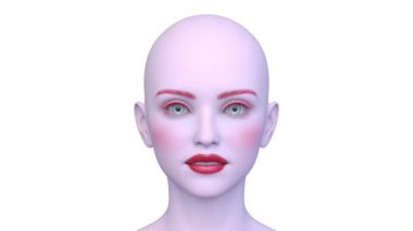 Bir kadının yüzünün 3 boyutlu görüntüsü.