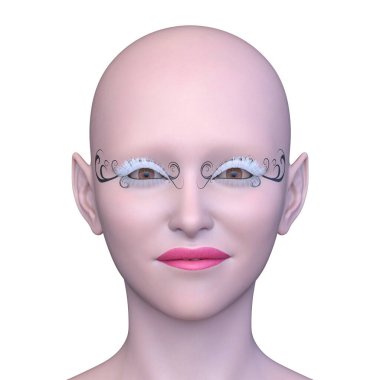 Bir kadının yüzünün 3 boyutlu görüntüsü.