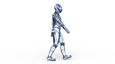 Yürüyen bir siber adamın 3 boyutlu canlandırması