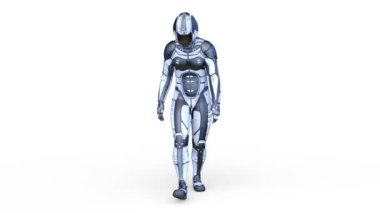 3D rendering of a cyber man walking face down