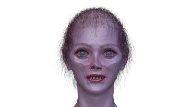 Rendering Female Zombie Face — Stock Video
