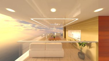 Oturma odasının 3 boyutlu görüntüsü