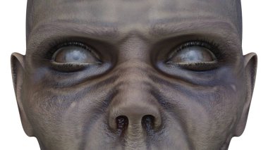Erkek zombi yüzünün 3 boyutlu hali