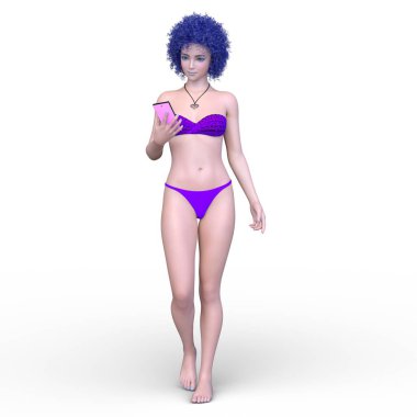 Bikinili bir kadının 3B görüntüsü
