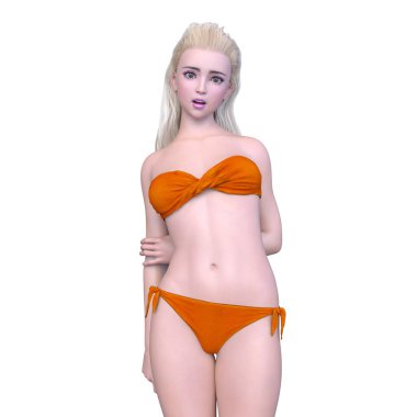 Bikinili bir kadının 3B görüntüsü