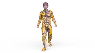 Yürüyen bir siber adamın 3 boyutlu canlandırması