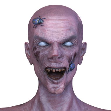 Erkek zombi yüzünün 3 boyutlu hali