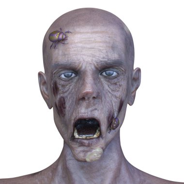 Erkek zombi yüzünün 3 boyutlu hali