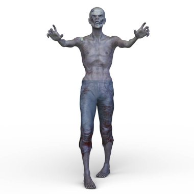 Erkek bir zombinin 3 boyutlu canlandırması