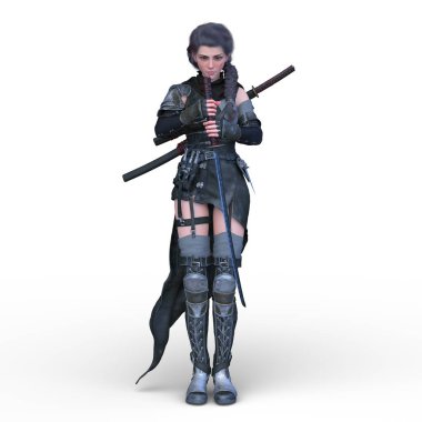 3 boyutlu kadın eskrimci.