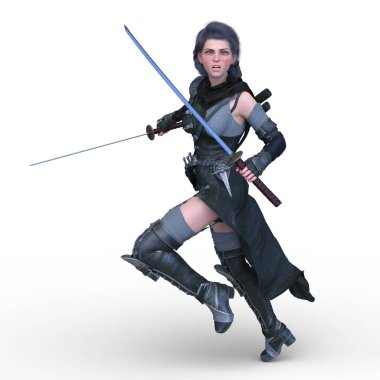 3 boyutlu kadın eskrimci.