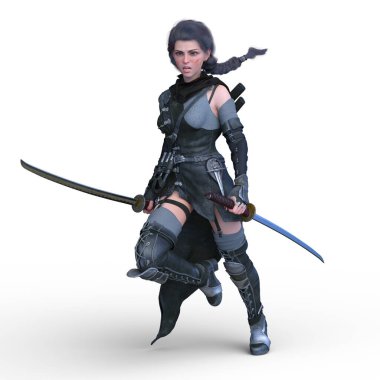 3 boyutlu kadın eskrimci.