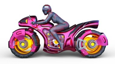 Süper kadın sürücünün 3B görüntüsü