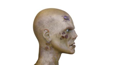 Erkek zombi yüzünün 3 boyutlu hali