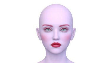 Bir kadının yüzünün 3 boyutlu görüntüsü.