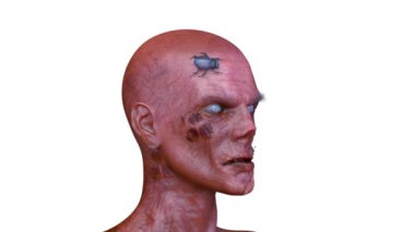 Erkek zombi yüzünün 3 boyutlu hali