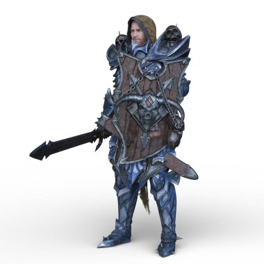 İskelet kostümlü şövalyenin 3 boyutlu görüntüsü.