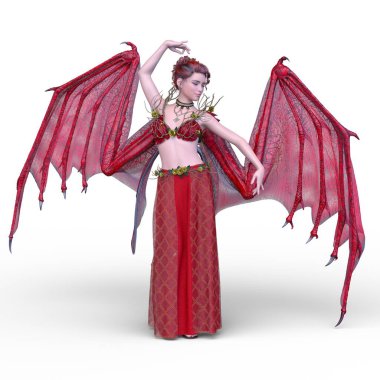 Kanatları açık bir meleğin 3 boyutlu görüntüsü.