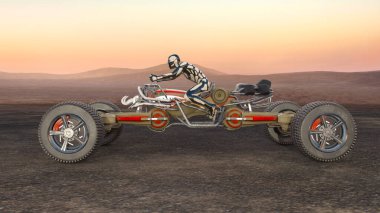 ATV kullanan bir siber adamın 3D görüntüsü