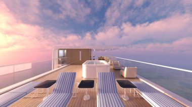 Çatıdaki yüzme havuzunun 3D görüntüsü