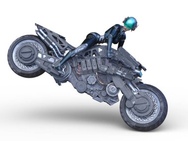 Süper kadın sürücünün 3B görüntüsü