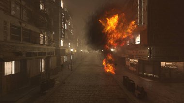 Yangın sahnesinin 3 boyutlu canlandırması