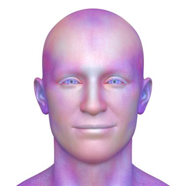 Bir adamın yüzünün 3 boyutlu görüntüsü.