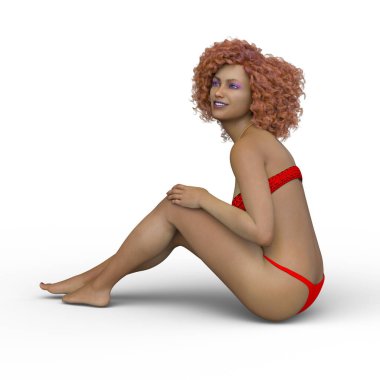 Bikinili bir kadının 3B görüntüsü