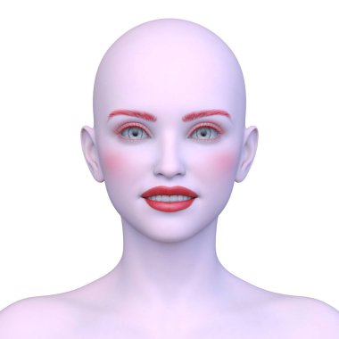 Bir kadının yüzünün 3 boyutlu görüntüsü.