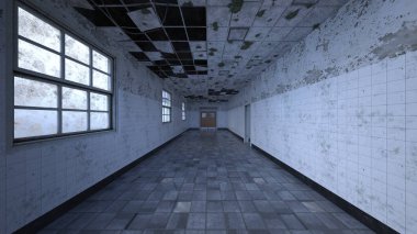 Terk edilmiş binanın kabataslak içerikli 3B görüntülemesi