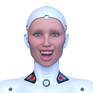 Dişi bir sayborgun üç boyutlu görüntüsü.