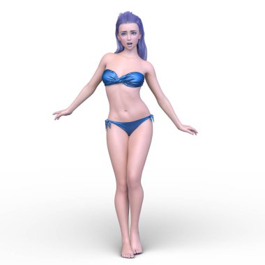 Bikinili bir kadının 3B görüntüsü