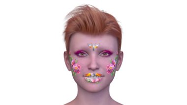 Bir kadının yüzünün 3 boyutlu görüntüsü.