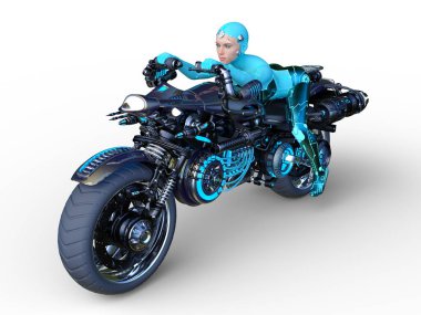 Süper kadın sürücünün 3B görüntüsü