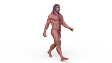 Yürüyen bir mağara adamının 3 boyutlu görüntüsü