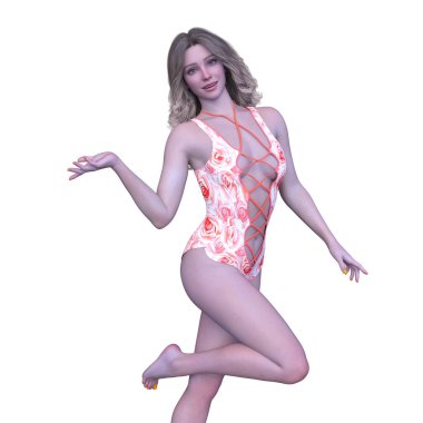 Mayo giymiş bir kadının 3D görüntüsü