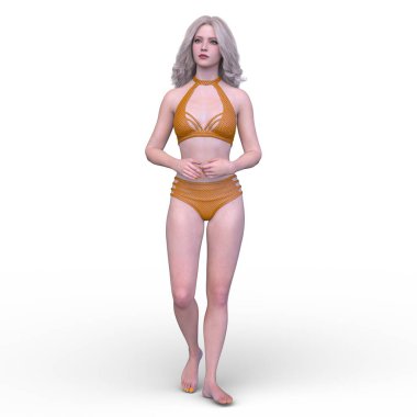 Bikinili bir kadının 3B görüntüsü