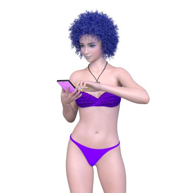 Bikinili bir kadının 3B görüntüsü